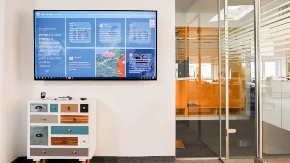 Digital signage display in a reception area